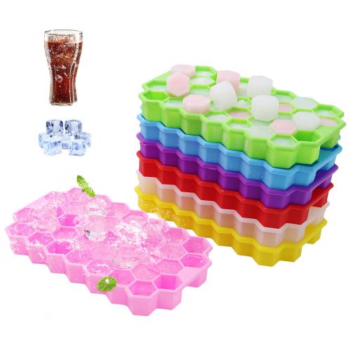 Hexagon silicone ice cube mold with lid