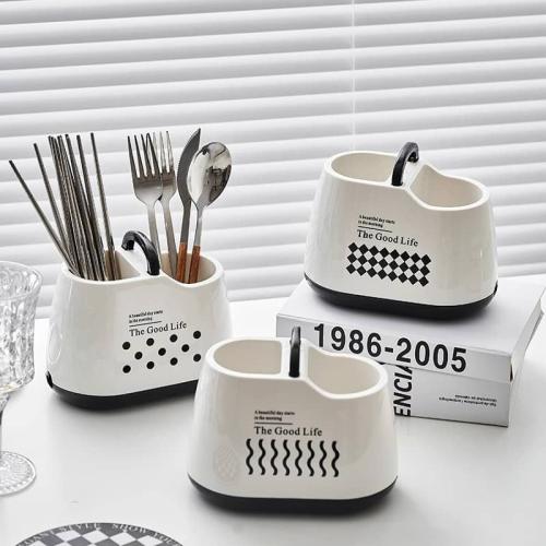 Black and white cutlery organiser